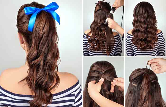 French Braided Crown Ponytail school girls hairstyle