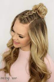 French Braid Top Knot concert hairstyle